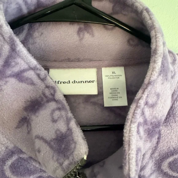 Vintage 90s Purple Patterned Fleece Jacket (XL) - Picture 3 of 4